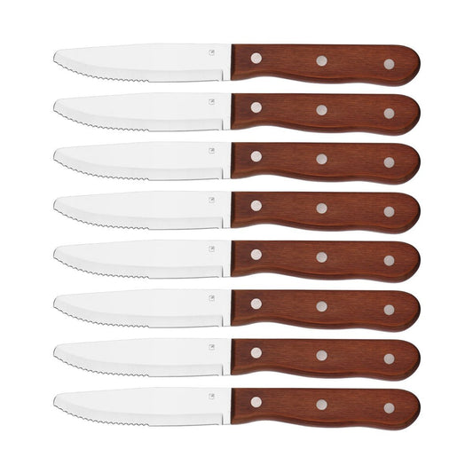 TABLEKRAFT STEAK KNIFE JUMBO RND TIP PAKKAWOOD SET 8pc 225mm