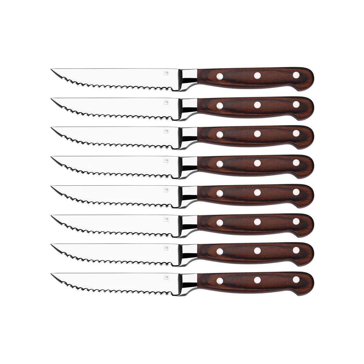 TABLEKRAFT STEAK KNIFE PAKKAWOOD HDL FULL TANG SET 8pc 235mm