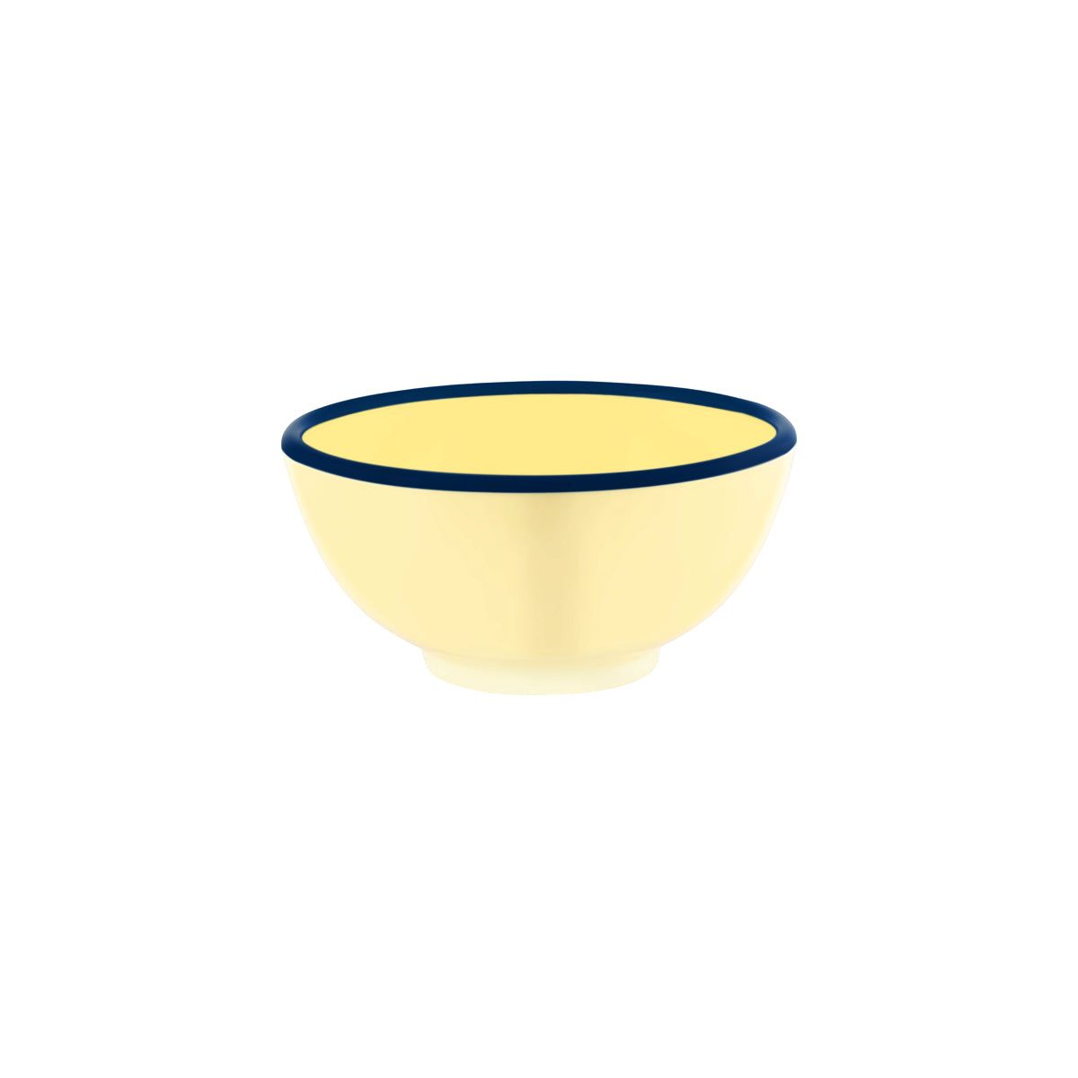 JAB VINTAGE YELLOW/BLUE RIM ENAMEL LOOK ROUND BOWL 175x80mm