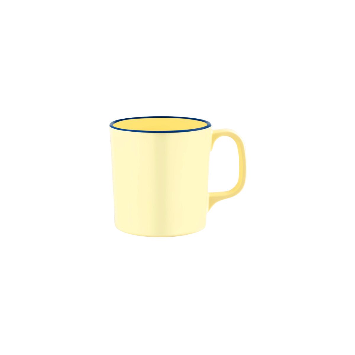 JAB VINTAGE YELLOW/BLUE RIM ENAMEL LOOK MUG  80x85mm