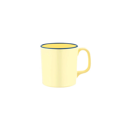 JAB VINTAGE YELLOW/BLUE RIM ENAMEL LOOK MUG  80x85mm
