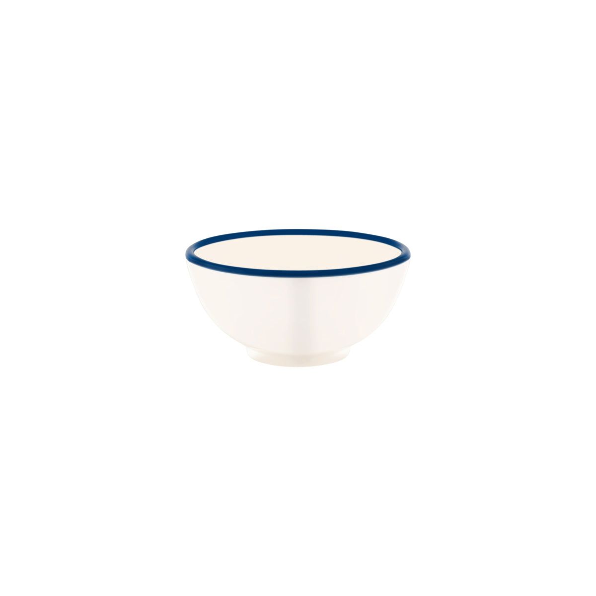 JAB VINTAGE CREAM/BLUE RIM ENAMEL LOOK ROUND BOWL 150x70mm