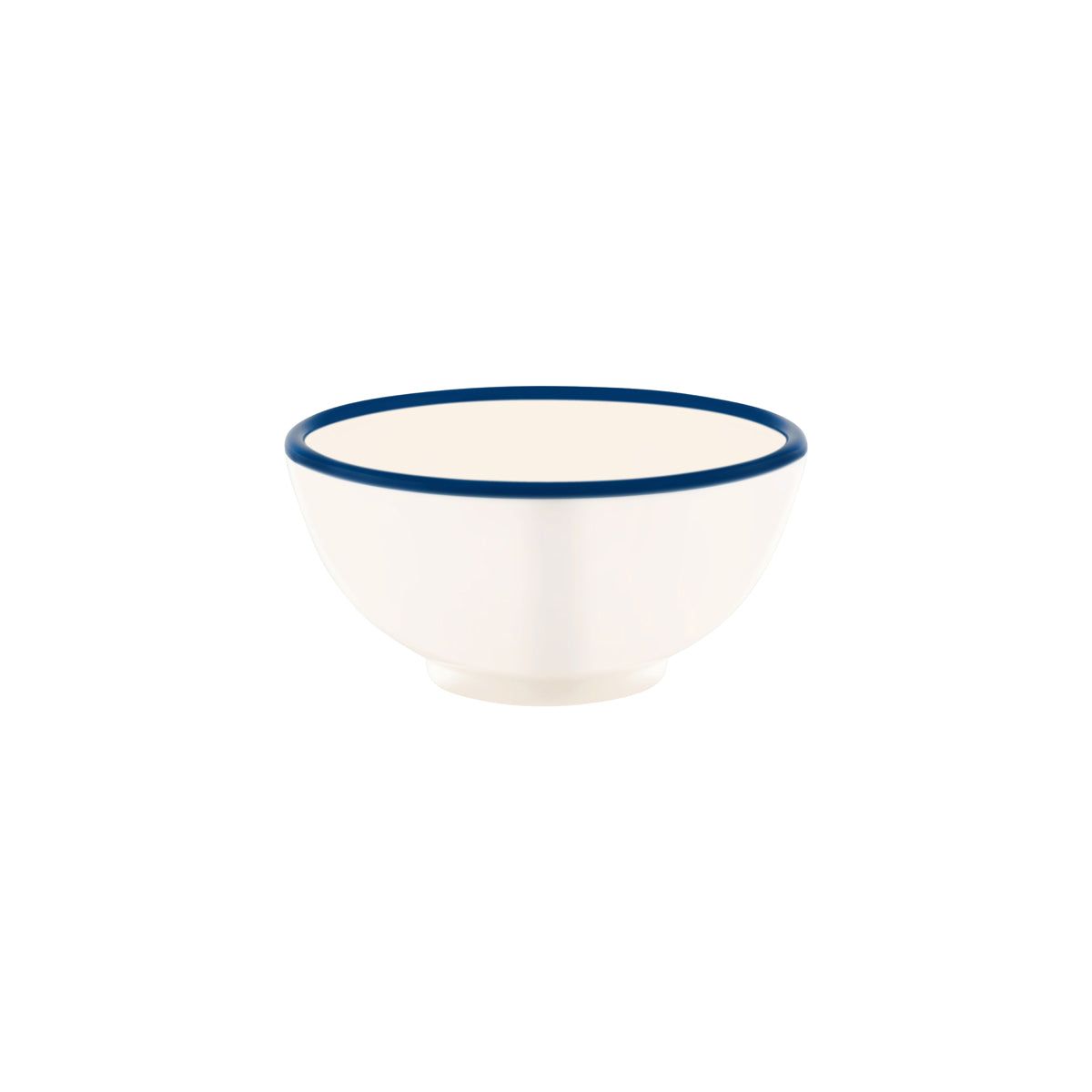 JAB VINTAGE CREAM/BLUE RIM ENAMEL LOOK ROUND BOWL 175x80mm