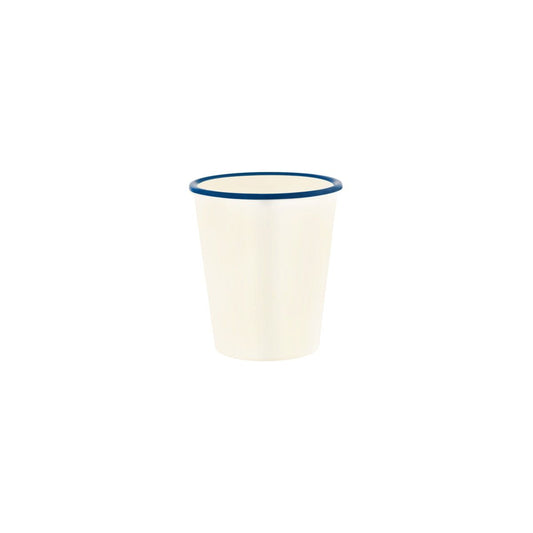 JAB VINTAGE CREAM/BLUE RIM ENAMEL LOOK TUMBLER 80x90mm
