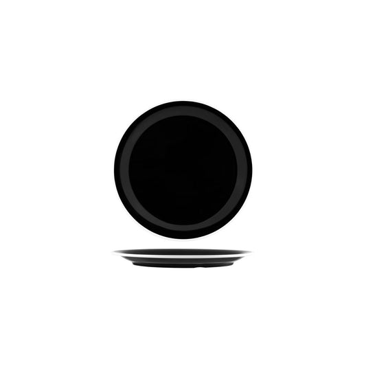 JAB VINTAGE BLACK/WHITE RIM ENAMEL LOOK ROUND PLATE 190mm