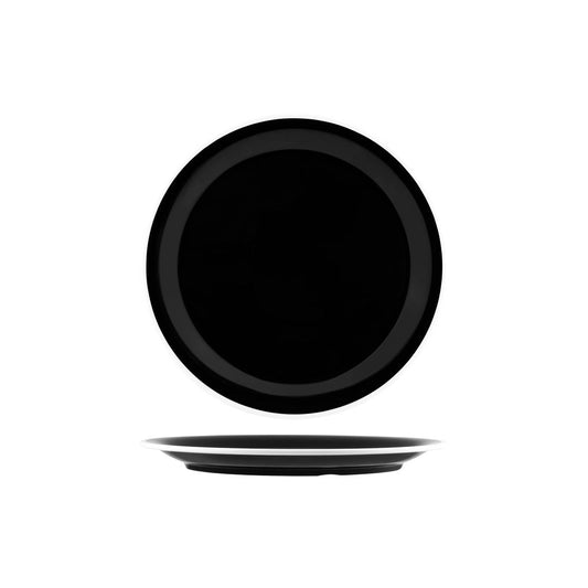 JAB VINTAGE BLACK/WHITE RIM ENAMEL LOOK ROUND PLATE 255mm