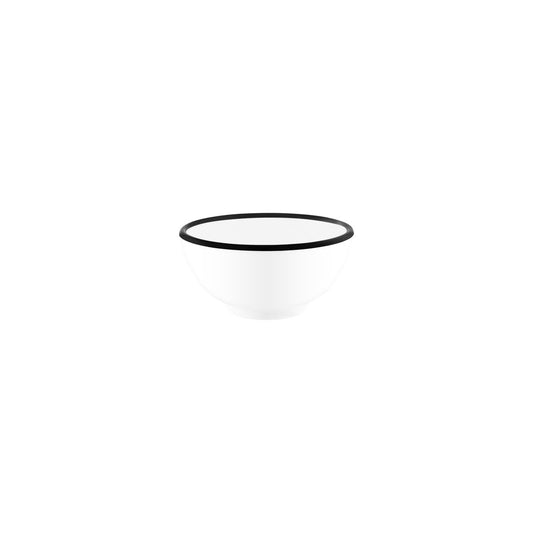 JAB VINTAGE WHITE/BLACK RIM ENAMEL LOOK ROUND BOWL 125x60mm