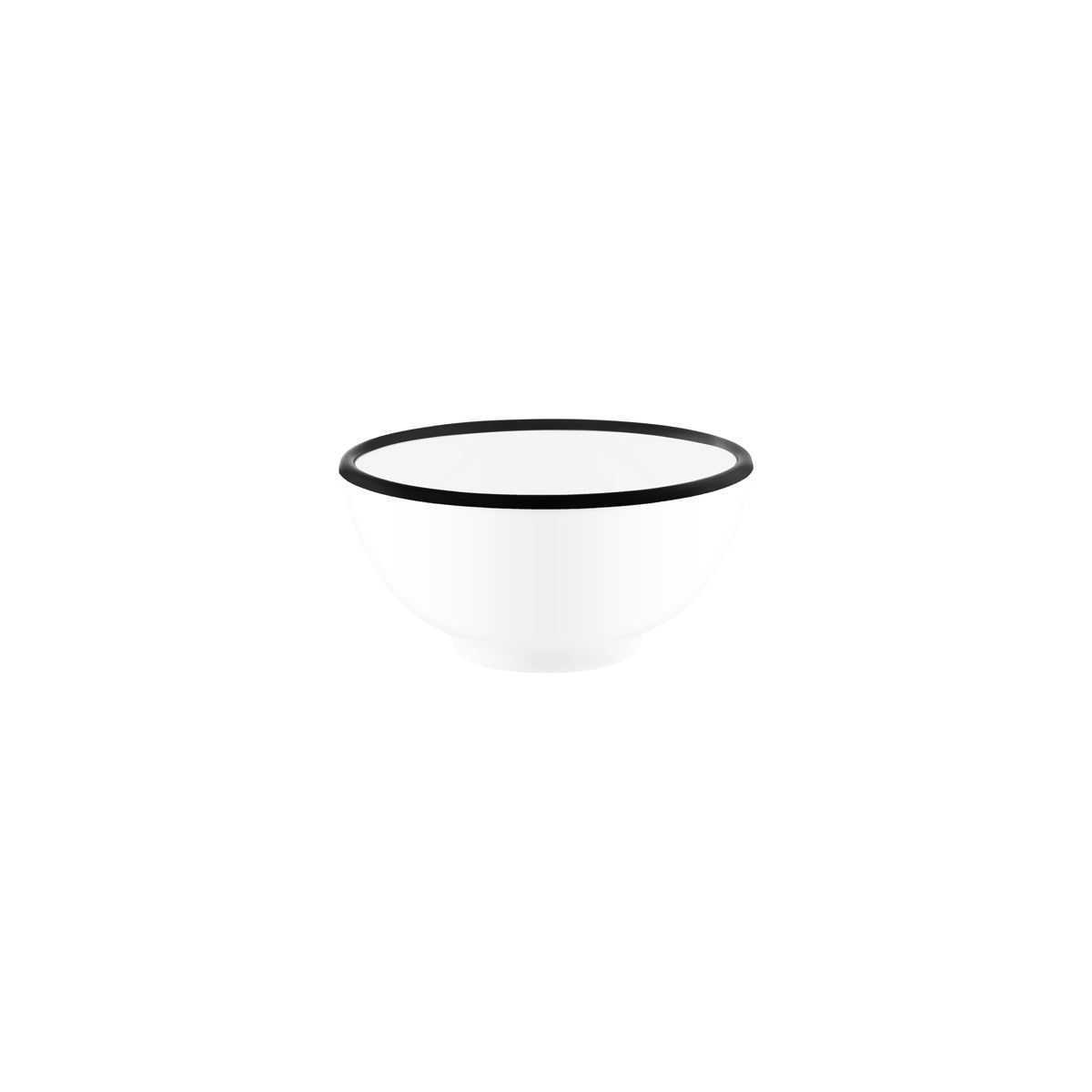JAB VINTAGE WHITE/BLACK RIM ENAMEL LOOK ROUND BOWL 150x70mm
