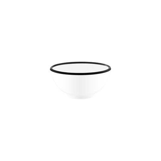 JAB VINTAGE WHITE/BLACK RIM ENAMEL LOOK ROUND BOWL 150x70mm