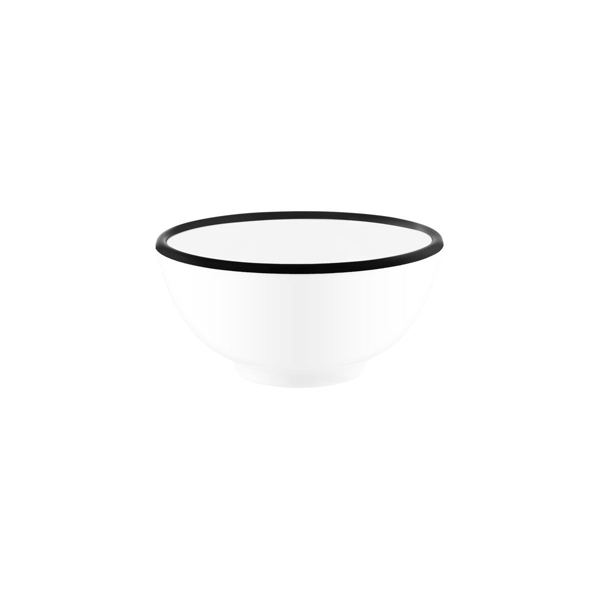 JAB VINTAGE WHITE/BLACK RIM ENAMEL LOOK ROUND BOWL 175x80mm
