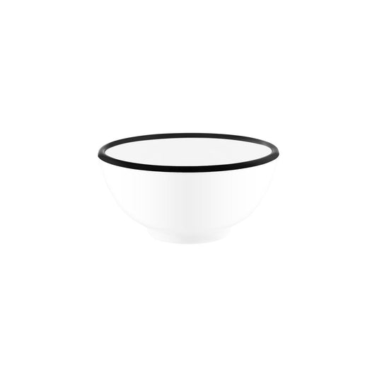 JAB VINTAGE WHITE/BLACK RIM ENAMEL LOOK ROUND BOWL 175x80mm