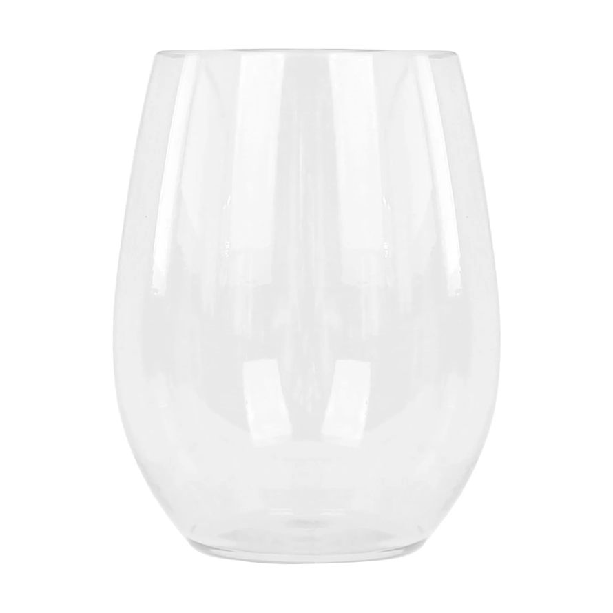 Reusable Plastic Stemless Wine Glass 300ml Pack of 6