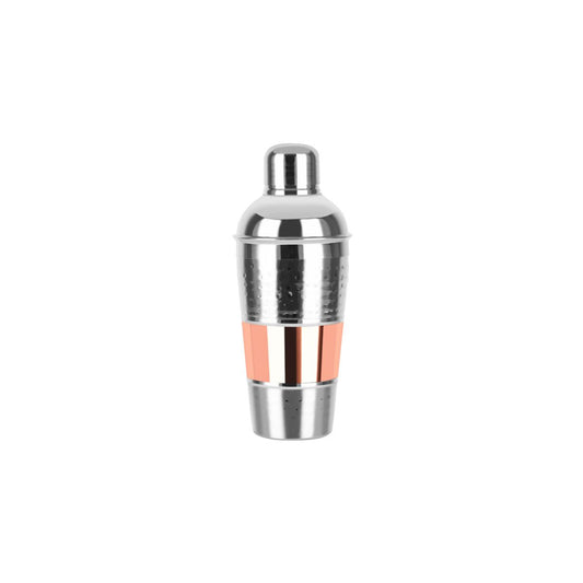 ZANZI HAMMERED  S/S COCKTAIL SHAKER 600ml w/ ROSE GOLD BAND