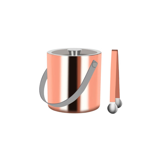 ZANZI DOUBLE WALL ICE BUCKET w/ICE TONG 150mm ROSE GOLD EXT