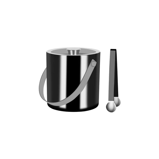 ZANZI DOUBLE WALL ICE BUCKET w/ICE TONG 150mm GUN METAL EXT