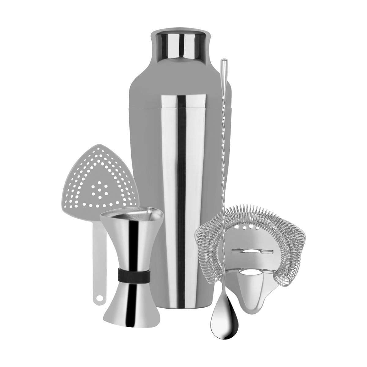 ZANZI COCKTAIL SET w/2pc SHAKER S/S 5pc