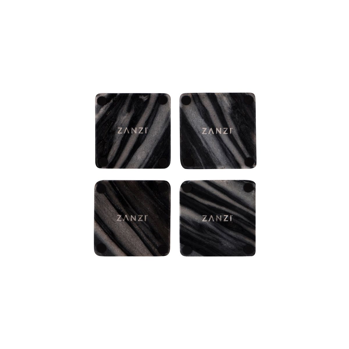 ZANZI MARBLE SQUARE COASTER ( SET 4) 90x90x6mm DARK GREY