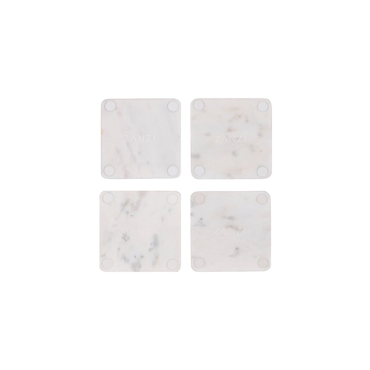 ZANZI MARBLE SQUARE COASTER ( SET 4) 90x90x6mm WHITE