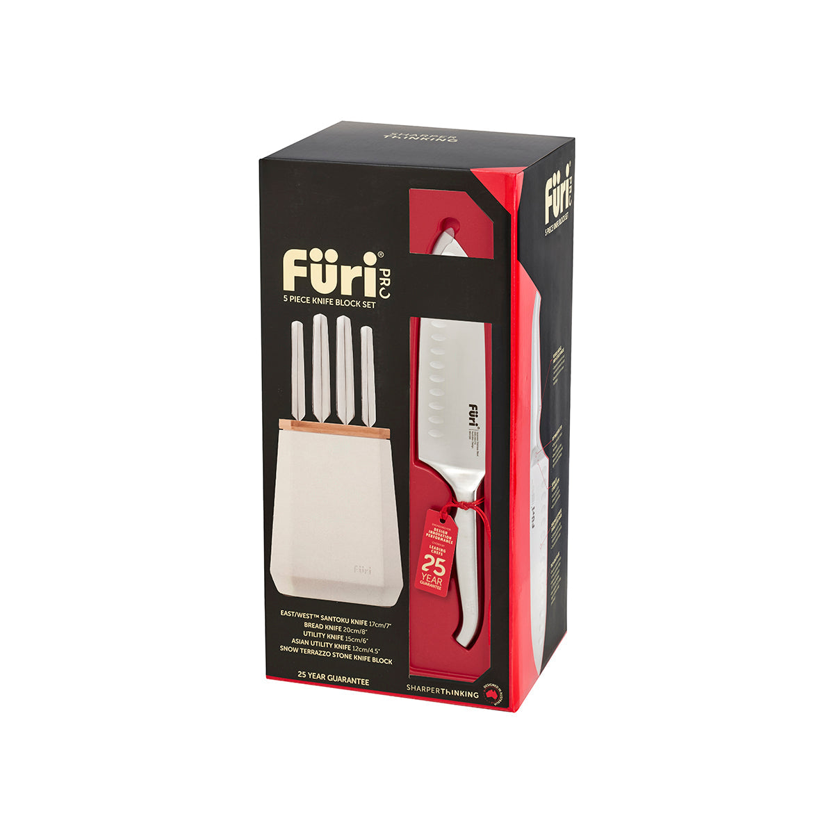 Furi Pro Stone Snow Terrazo Knife Block Set 5pc — official