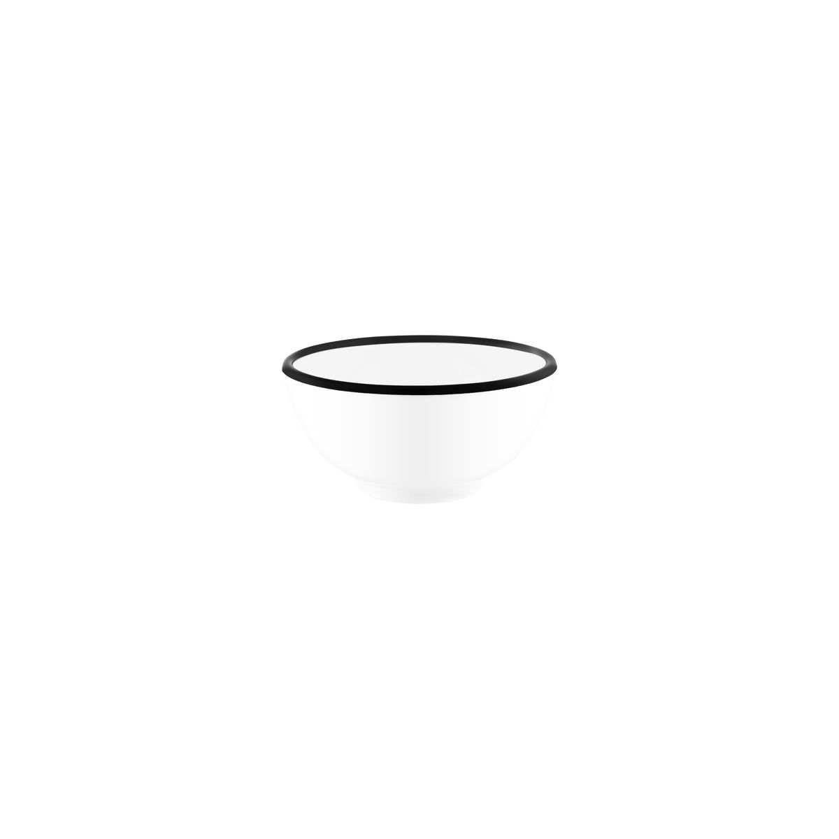 JAB VINTAGE WHITE/BLACK RIM ENAMEL LOOK ROUND BOWL 125x60mm