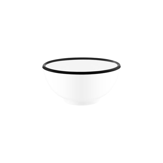 JAB VINTAGE WHITE/BLACK RIM ENAMEL LOOK ROUND BOWL 175x80mm