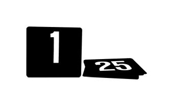 Plastic Table Numbers White on Black 1-100
