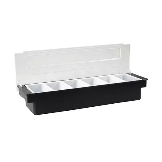Condiment Dispenser 6 Compartment Black Plastic