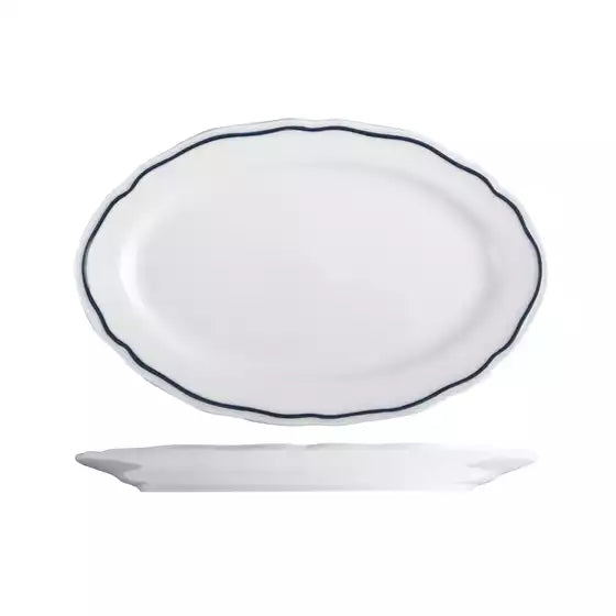 Charleston Blue Band Oval Plate - 230mm