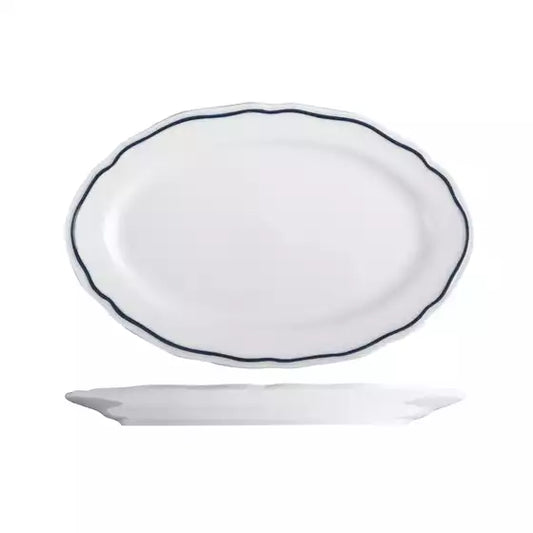 Charleston Blue Band Oval Plate - 230mm