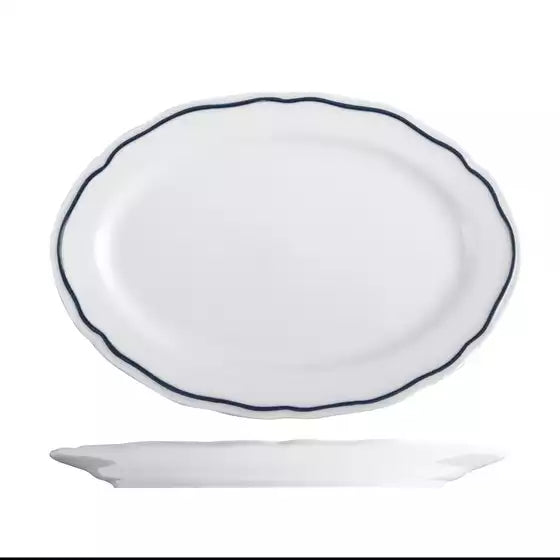 Charleston Blue Band Oval Plate - 270mm