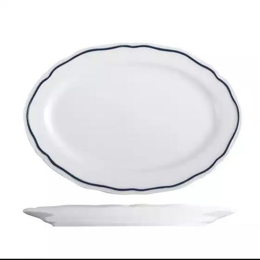 Charleston Blue Band Oval Plate - 270mm