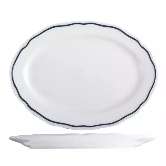 Charleston Blue Band Oval Plate - 320mm