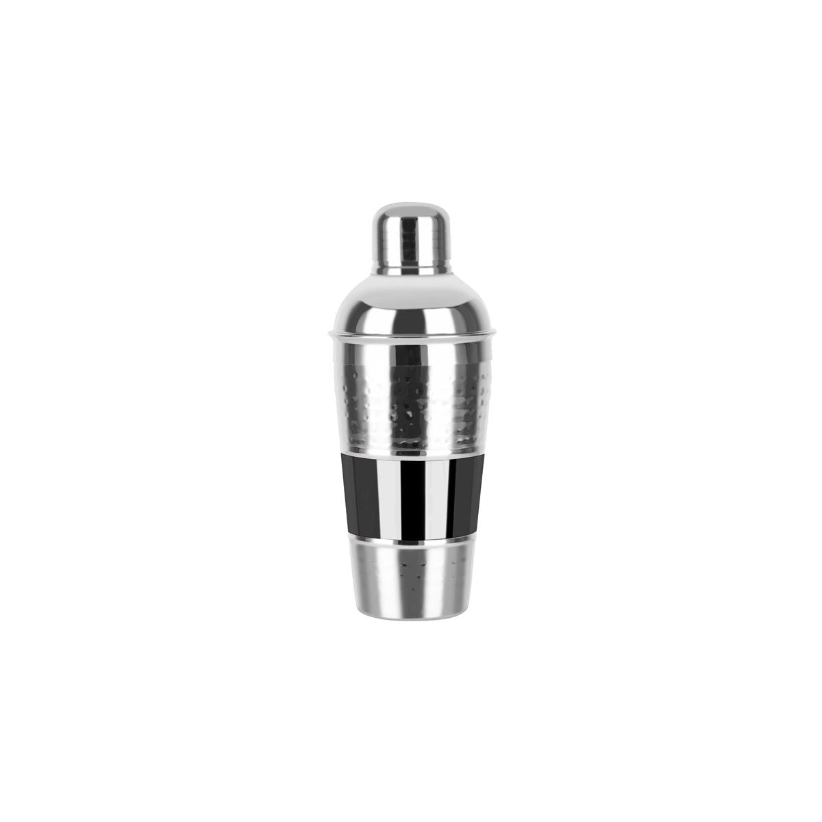 ZANZI HAMMERED  S/S COCKTAIL SHAKER 600ml w/ GUN METAL BAND