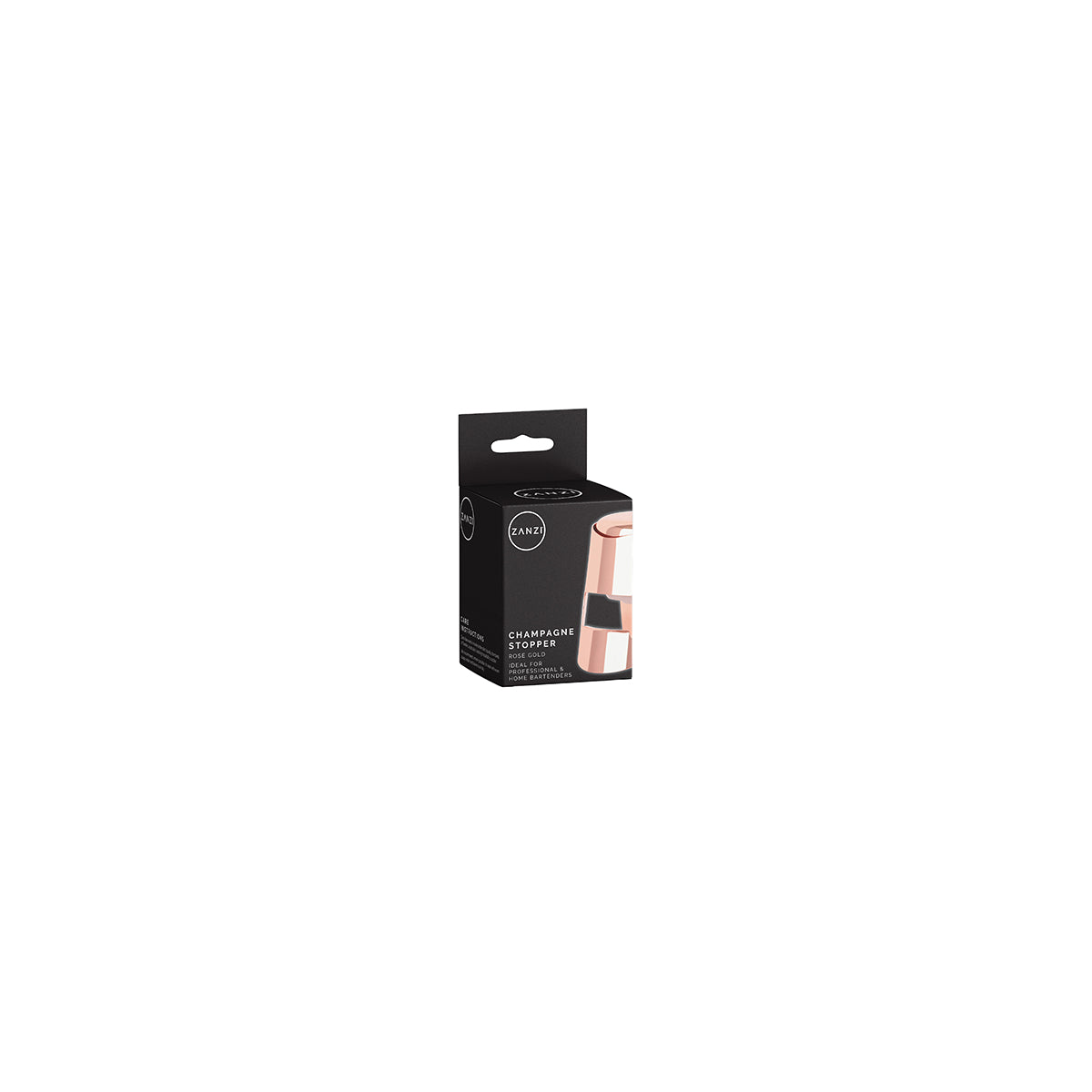 ZANZI CHAMPAGNE STOPPER ROSE GOLD 60x40x45mm — packaging