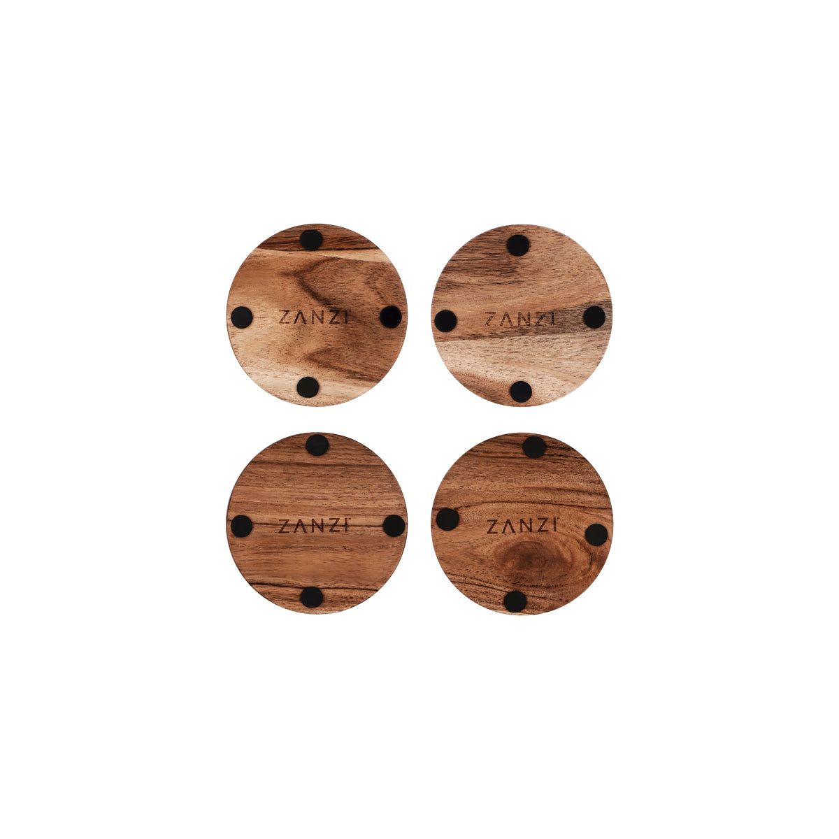 ZANZI ACACIA WOOD ROUND COASTER ( SET 4) 100x100x6mm