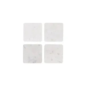 ZANZI MARBLE SQUARE COASTER ( SET 4) 90x90x6mm WHITE